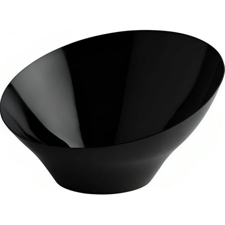 Angled Bowl Medium Black (1 Count) - Elegant Plastic Bowl in Stylish Design Perfect for Entertaining & Home Decor- Must-Have Kitchen Essential Black 1 Count (Pack of 1)