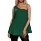 thumbnail image 1 of Camiseta sin mangas para mujer, con un solo hombro, dobladillo con volantes, tipo suelto, Top informal de verano, verde L, 1 of 7