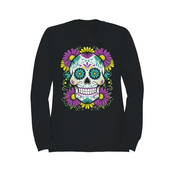 Floral Sugar Skull Decor Women's Sweatshirt