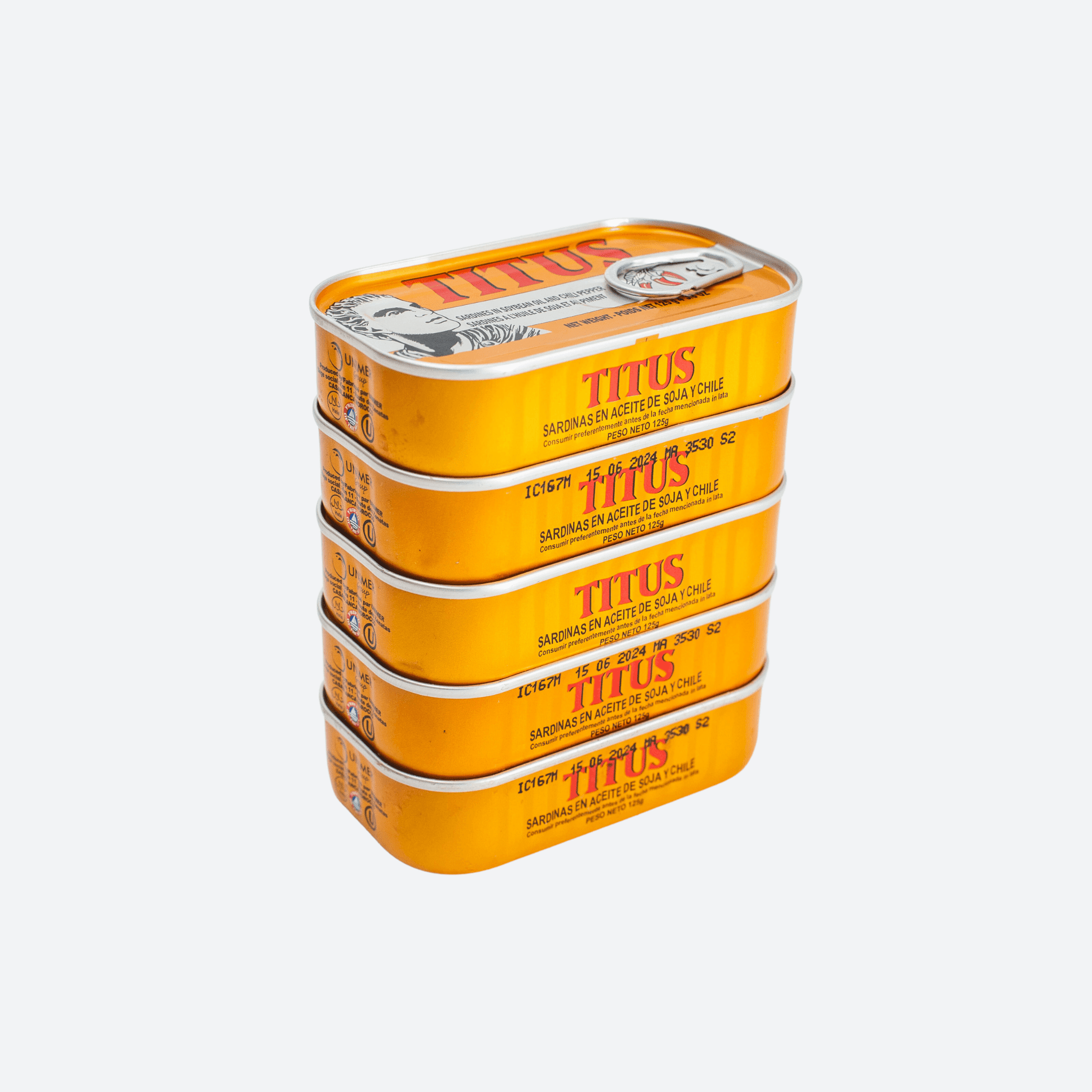 Titus Sardines 125g - Spicy Pack of 5 - Zesty Flavor and Nutritional Goodness