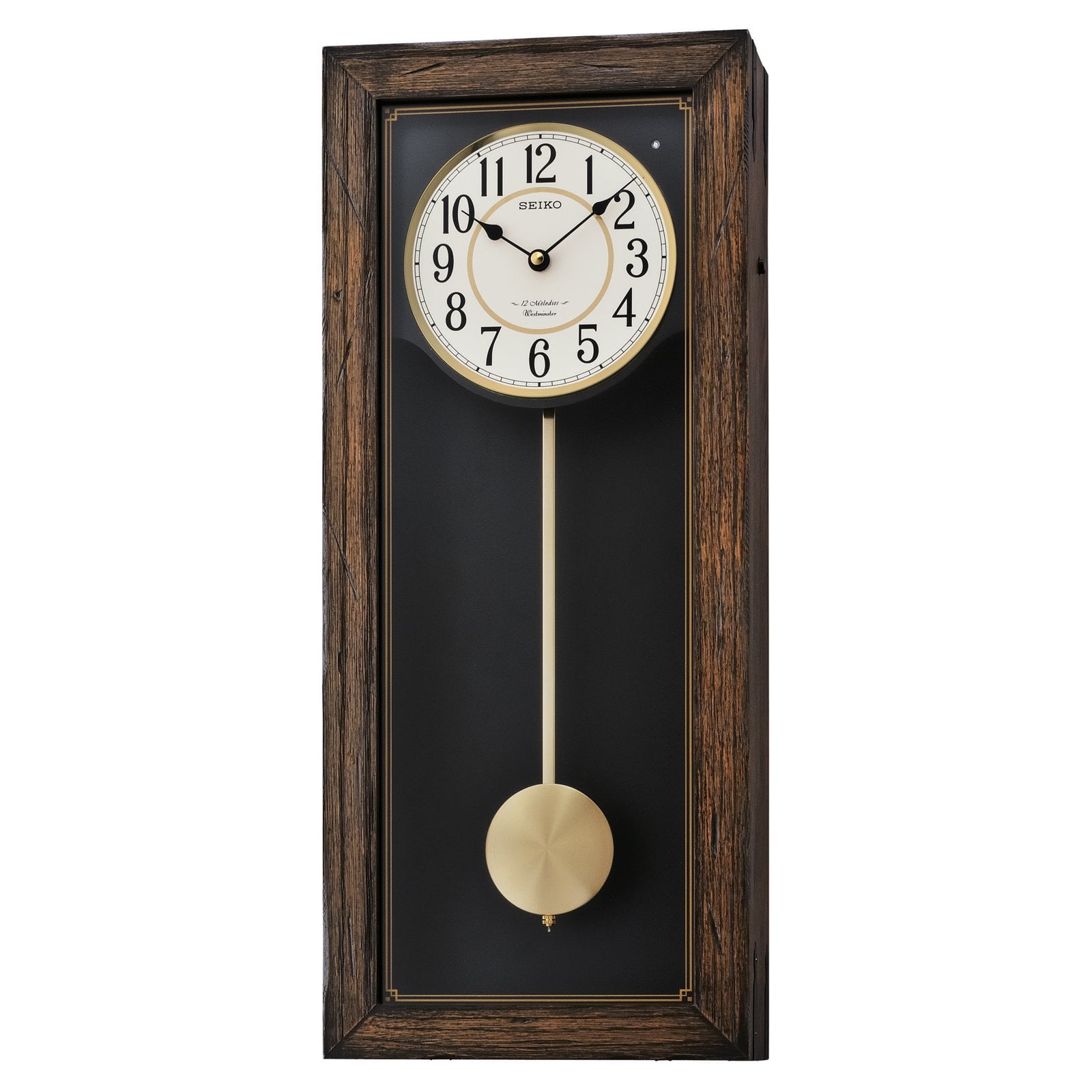 Seiko Musical Pendulum Wall Clock, Dark Brown, Transitional, Quartz, Analog, QXM330BLH