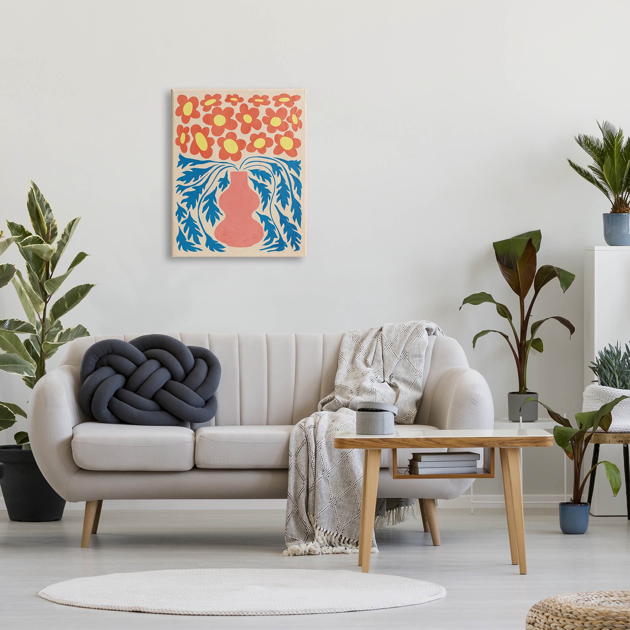 Stupell Industries Retro Flower Pattern Vase Graphic Art Gallery Wrapped Canvas Print Wall Art, Design by Ziwei Li