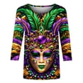 thumbnail image 5 of QATAINLAV Limited Time Deals Of The Day Womens 3/4 Sleeve Tops Casual Crew Neck T Shirts Trendy Cute Floral Print Blouses Dressy Fall Basic Tops Multicolor L, 5 of 6