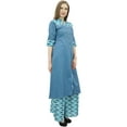 thumbnail image 3 of Phagun Blue Women's A-Line Kurti Kurta Dress Indian Clothing With Palazzo-8, 3 of 6