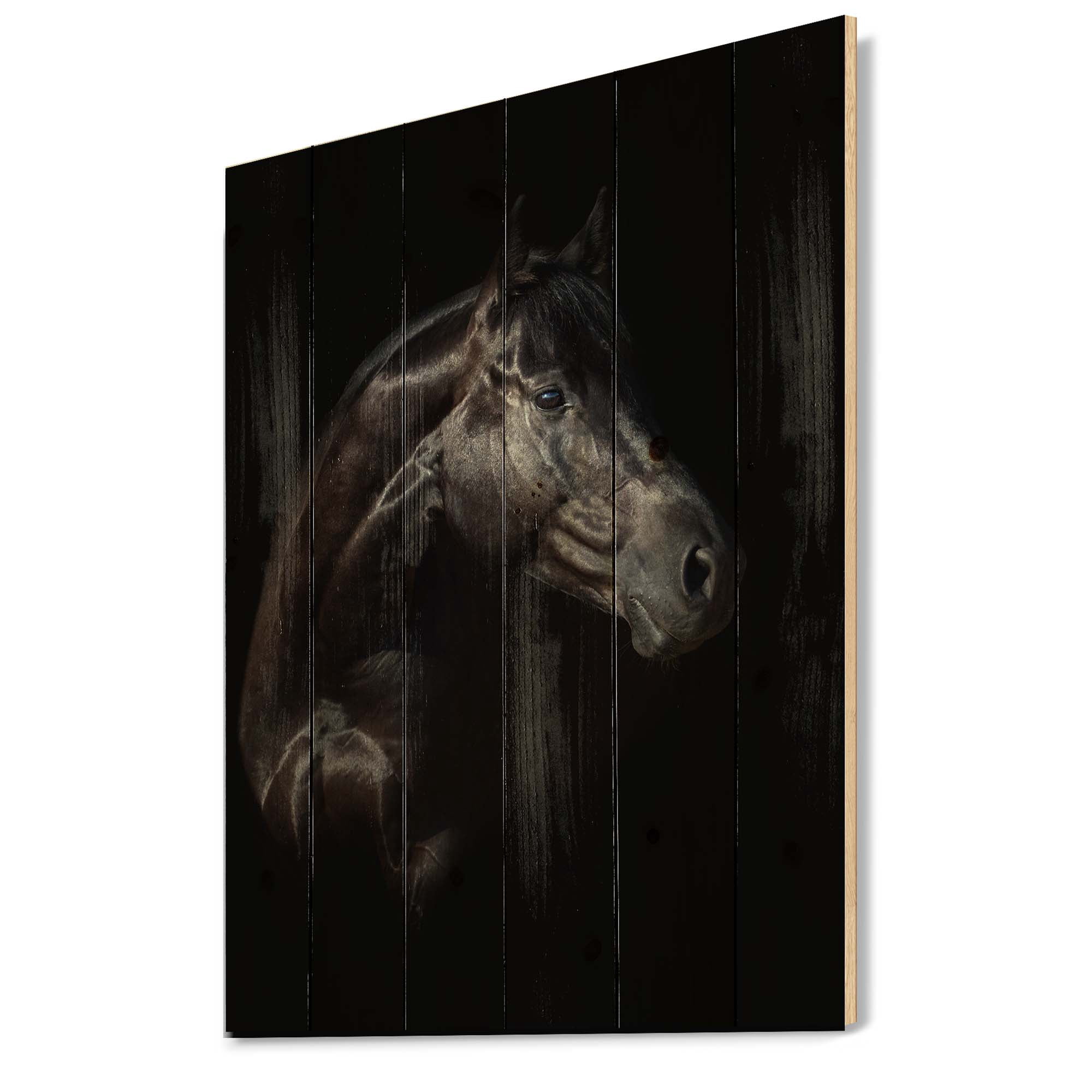 Designart 'Silhouette Of Horse and Woman' Farmhouse Print on Natural Pine Wood