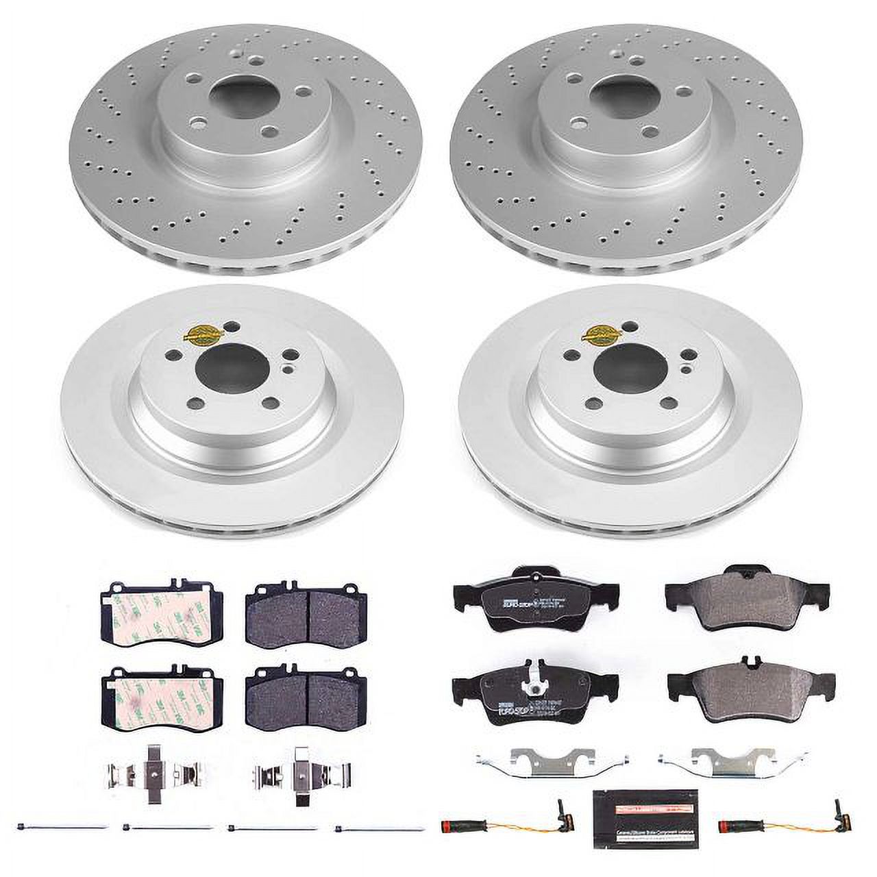Power Stop Front and Rear Euro-Stop ECE-R90 Certified Brake Pad and Rotor Kit ESK6834