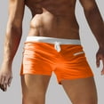 thumbnail image 2 of Men's Booty Shorts 3 Inch Lightweight Athletic Sportswear Gym Workout Retro Running Short Swim Shorts with Zipper Pocket Orange, 2 of 5