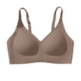 thumbnail image 4 of iHPH7 Seamless Padded Bra Soft Wireless Bralette Stretchy No Show Under Clothes Bras for Women No Underwire Full Coverage Jelly Bras for Women Wireless Bras Coffee XXL, 4 of 5