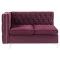 thumbnail image 2 of Acme Furniture Contemporary Velvet Nailhead Trim L Shaped Sectional Sofa Set Burgundy, 2 of 9