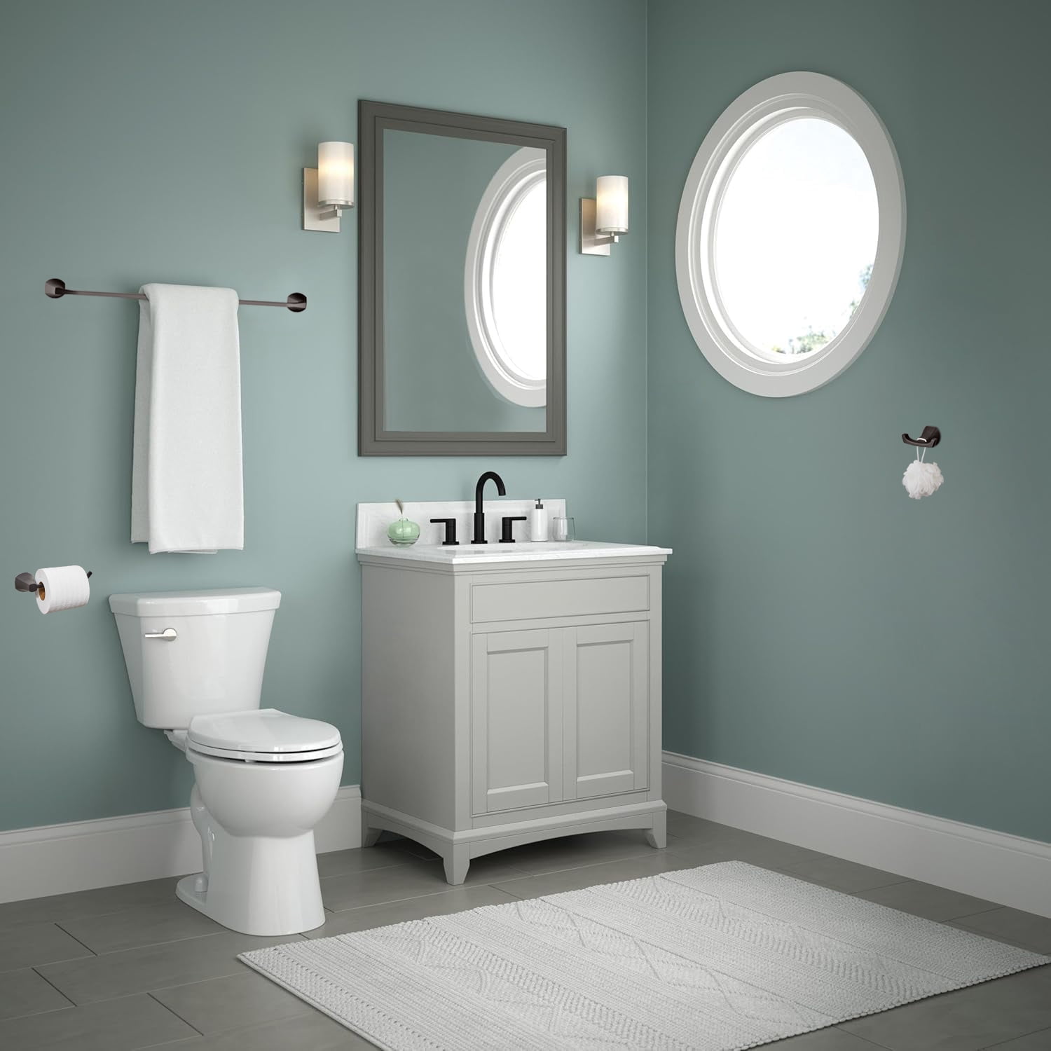 Better Homes & Gardens Simple Flare 3 Pieces Bath Hardware Set in Matte Black Towel Bar, Toilet Paper Holder, Robe Hook Included, Wall Mounted