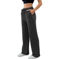 thumbnail image 2 of JUUNthy Wide Leg Pants for Womens, Drawstring Loose Fit Lightweight Casual Lounge Trousers with Pockets Dark Blue L, 2 of 15