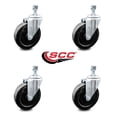 thumbnail image 2 of 5 Inch Hard Rubber Wheel Swivel 10mm Threaded Stem Caster Set Service Caster, 2 of 2