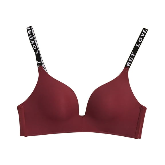 Odeerbi Bras for Women Full Coverage Wireless Bras 2025 Fashion Lace Tank Solid Strap Wrap Plus Size Underwear Burgundy