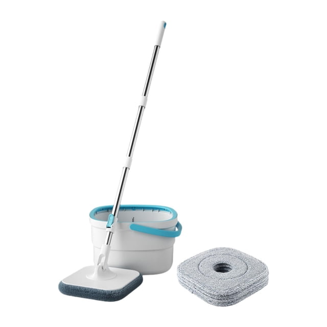Lipstore Mop and Bucket Set Flat Head Dust Mops Stainless Degree Rotating Microfiber Mops with 4 Mop Pads