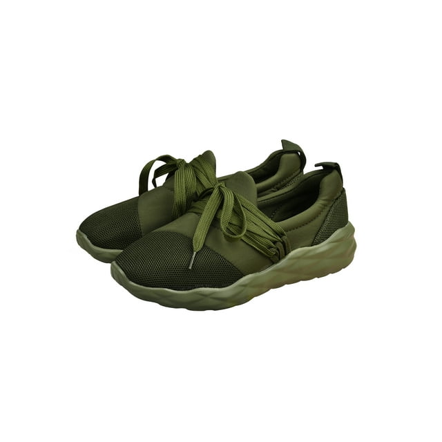 MAWCLOS Espadrilles Femme Sport Course Entraînement Physique Entraînement Confort Chaussures Athlétiques Lacets Marche Vert Armée 5
