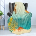 thumbnail image 4 of Marine Soft Flannel Fleece Throw Blanket, Tropical Fishes Crab Loggerhead Sea Turtle Oceanic Sun Reflecting Beach Cartoon, Cozy Plush for Indoor and Outdoor Use, 70" x 90", Multicolor, by Ambesonne, 4 of 5