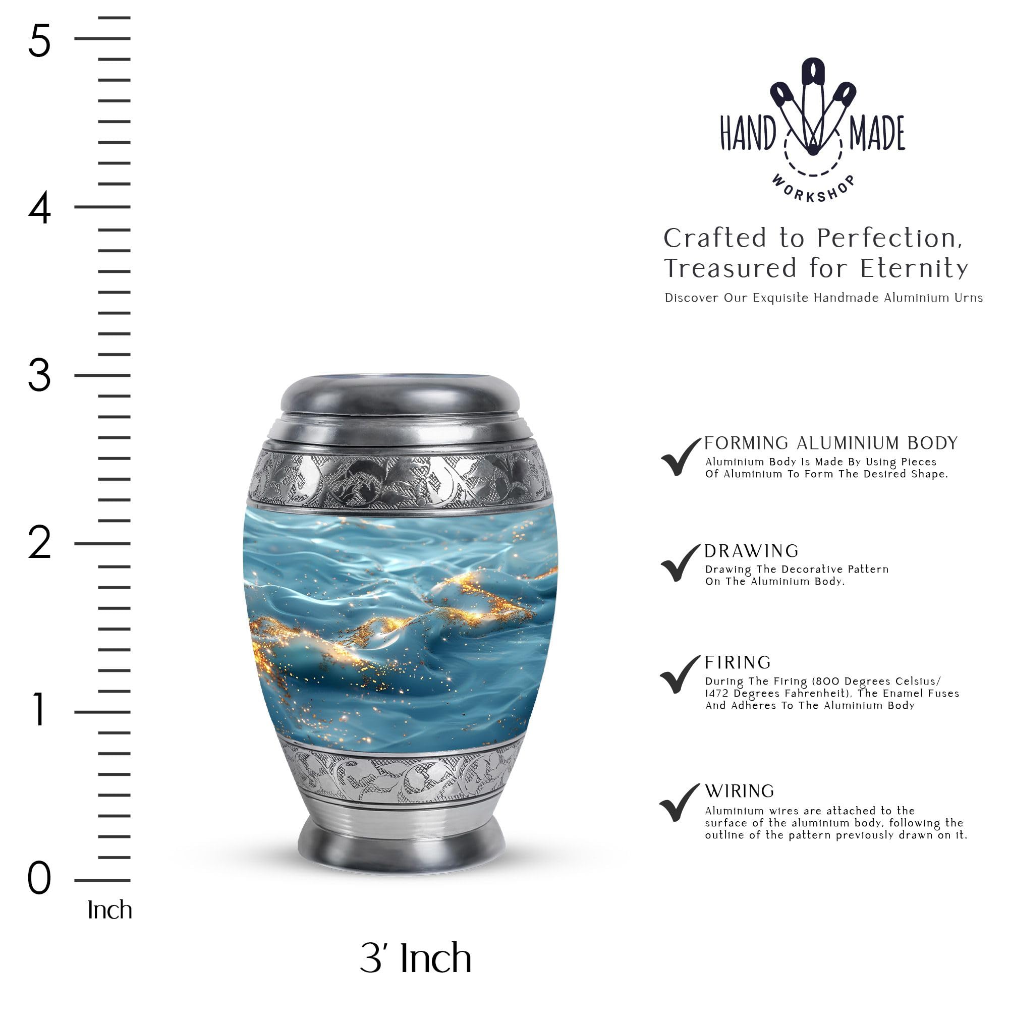 SUBSH Marble Design Metal Urn - Marble Urn for Human Ashes - Burial Urns for Adult Human Ashes - Cremation Urns for Men -  Small Funeral Urns (Size3inch, 1pcs)