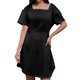 thumbnail image 1 of Vestido informal de manga corta con cuello cuadrado para mujer - Vestido mini con volantes de poliéster, tallas S-XL, 1 of 5