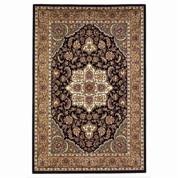 HomeRoots 350468 9 ft. 10 in. x 13 ft. 2 in. Polypropylene Black & Beige Area Rug