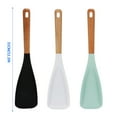 thumbnail image 3 of 2-in-1 Silicone Spatula Spoon with Wooden Handle - Multi-Function Cooking and Serving Utensil with Extended Head for Kitchen Efficiency - White, 3 of 5