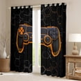 thumbnail image 2 of Homewish Neon Orange Gamepad Black Out Curtains for Boy, Chic Honeycomb Abstract Curtains Pack of 2 (42x63 Each), Modern Video Game Bedroom Curtains, Black Out Curtains Decor, 2 of 6