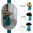 thumbnail image 5 of LeisureMod 19" Round End/Side Table with Glass Top and Brushed Gold Iron Rim Tempered Glass Pedestal Base No Assembly for Modern Home, Living Room Tully Collection in Blue/Black, 5 of 17