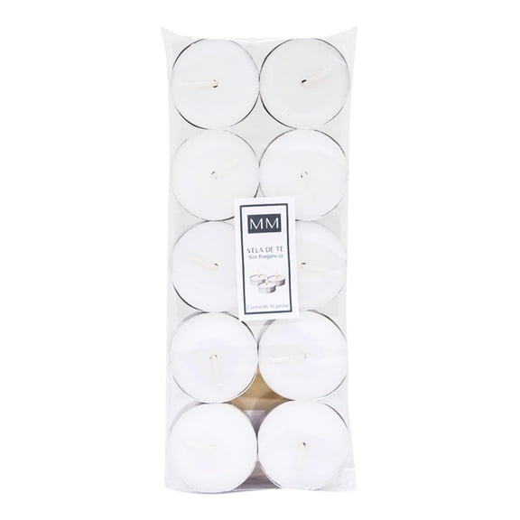 Set de Veladoras de Té MM Sin Fragancia 10 Piezas