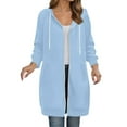 thumbnail image 2 of Long Hoodies for Women 2025 Fall Winter Long Sleeve Plain Zip Up Hooded Sweatshirt with Pockets Cardigan Jacket Coat, 2 of 5