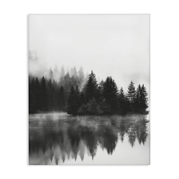 Stupell Industries Dark Tree Reflections Landscape & Nature Photography Wrapped Canvas Art Print Wall Art, 16 x 20
