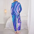 thumbnail image 3 of Bingfone Womens Pajama Sets Swirl Blue And Purple Print,Long Sleeve Loungewear Pajamas Set-Medium, 3 of 8