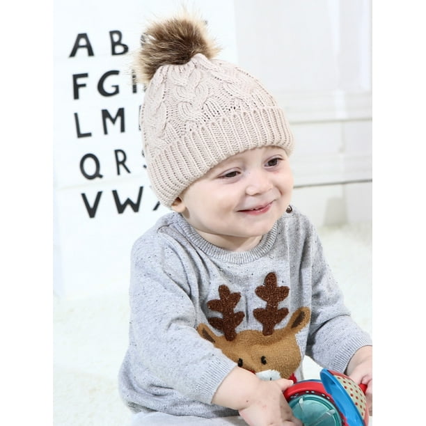Weefy Newborn Baby Girls Boys Winter Knitted Beanie Cap Kids Warm Pom Pom Hat Walmart Com Walmart Com