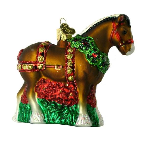 Old World Christmas Ornaments: Holiday Clydesdale Glass Blown Ornaments for Christmas Tree