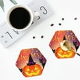 thumbnail image 4 of Naloa Halloween Leather Coasters for Drinks, Durable Drink Coasters 4 Set for Tabletop Protection, Luxurious Home Décor and Housewarming Gift ( {designName})Hexagon, 4 of 6