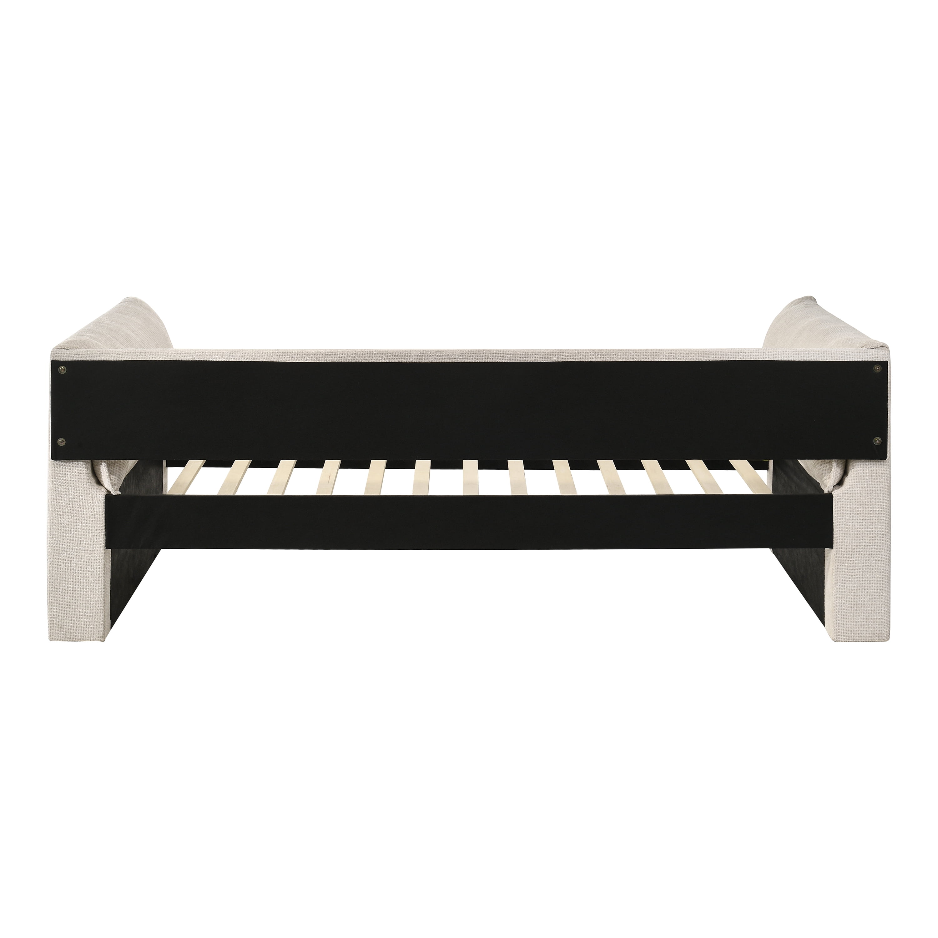 Furniture of America Alonsa Fully Fabric Upholstered Track Arm Twin Daybed with Trundle, Pearl White