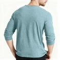 thumbnail image 4 of Henley Shirts for Men Long Sleeve Casual Button T-Shirt Stylish Pullover Shirts Light Blue M, 4 of 7
