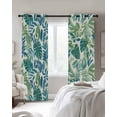 thumbnail image 4 of Palm Leaves Blackout Curtains for Bedroom Living Room Darkening Curtains 96 Inches Long Green Blue Tropical Plants Summer Country Window Curtain 2 Panels Set Window Treatment Grommet Drapes 52"x96", 4 of 9
