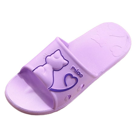 

SEMIMAY Womens Couple Shoes Cartoon Cat Non Slip Hollow Water Leakage Slippers Summer Home Bathroom Platform Slippers