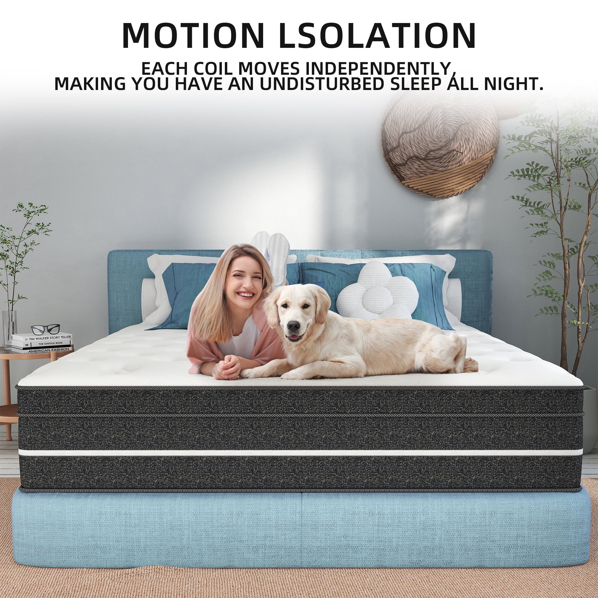 Kviwasha 14 inch Twin Mattress,Hybrid Mattresses Medium in a Box