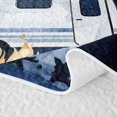 thumbnail image 5 of Manfei Cartoon Car Quilt King 3 Pieces,Kawaii Camping Camper King Coverlet Set,Dark Blue White,1 Bedspread and 2 Pillowcases, 5 of 7