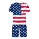 thumbnail image 4 of Hombres Casual Cuello redondo Día de la Independencia Impresión Blusa de manga corta y pantalones cortos Pantalones Traje de dos piezas Pompotops  oipoqjl35715, 4 of 5