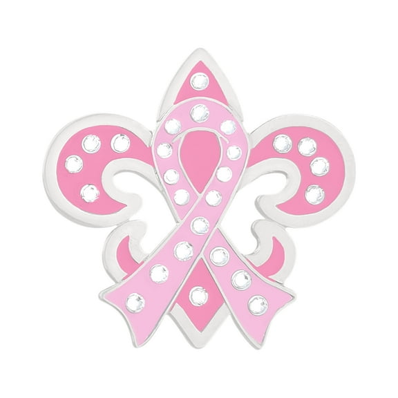 Pink Ribbon Fleur de Lis Ball Marker adorned with Crystals from Swarovski® with Magnetic Hat Clip