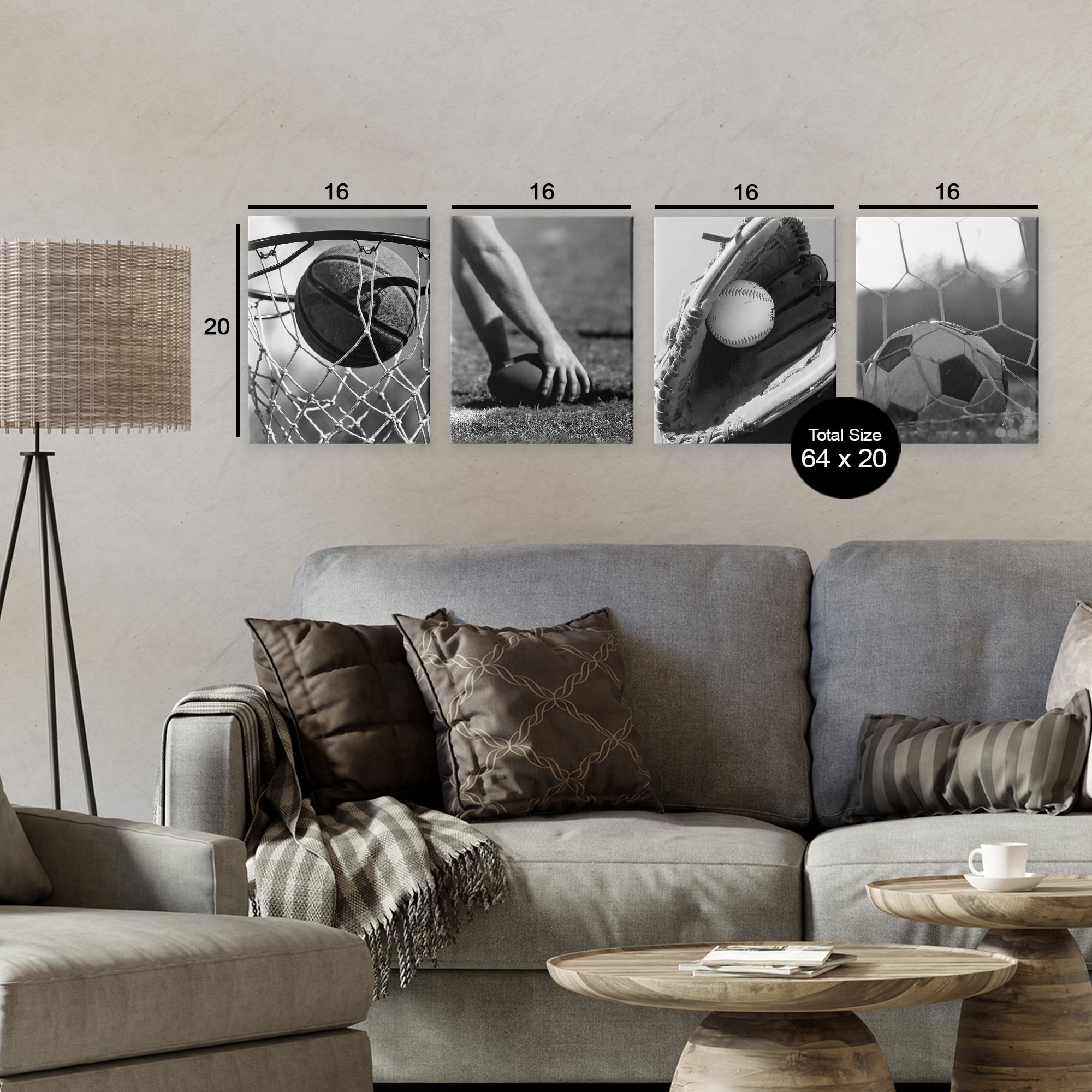 Stupell Industries Athletic Sports In Action 4 Piece Canvas Wall Art Set, design by Marcus Prime