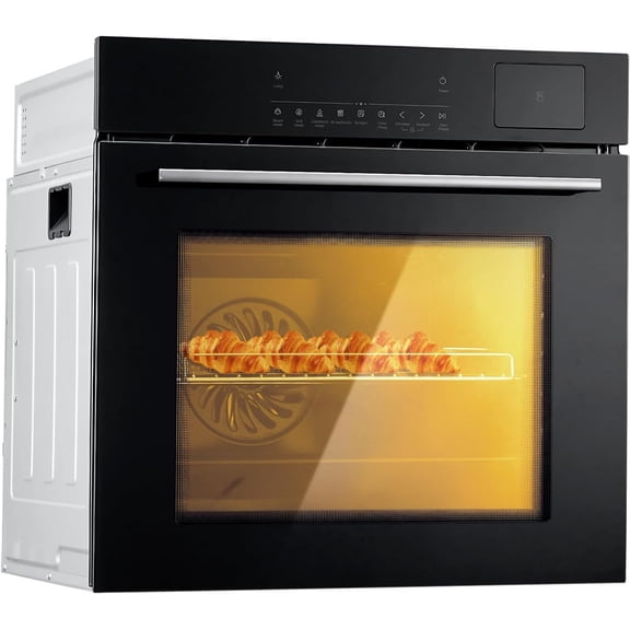 24" Electric Single Wall Oven, 2.5Cu.ft with 8 Baking Modes, 70L Electric Convection Oven, with Air Frying Function, 3000w, 3D Surround Heating with Double-Layered Glass Door, Timer, Touch Control