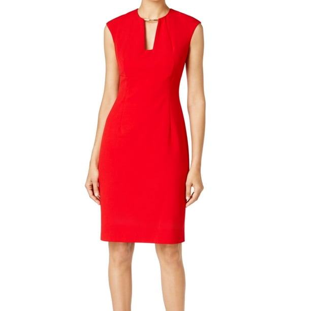 Calvin Klein - Calvin Klein NEW Red Womens Size 12P Petite Split-Neck ...