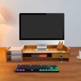 thumbnail image 2 of Peakora Wooden Computer Monitor Stand with Phone Holder Ergonomic Computer Rack with Lockable Drawer Monitor Stand for Homes Schools Offices, 2 of 15