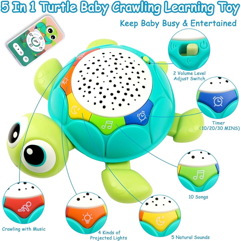 CEDQ 5 in 1 Musical Turtle Crawling Baby Toys Light Projector