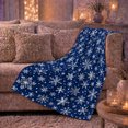 thumbnail image 6 of Blue Snowflake Field with Starry Dots, Cheerful Holiday Style for Snowflake Lovers, Frosty Winter Motif and Christmas Gift, Cozy Flannel Blanket for Family Room and Guest Room, Home Decor, 6 of 9