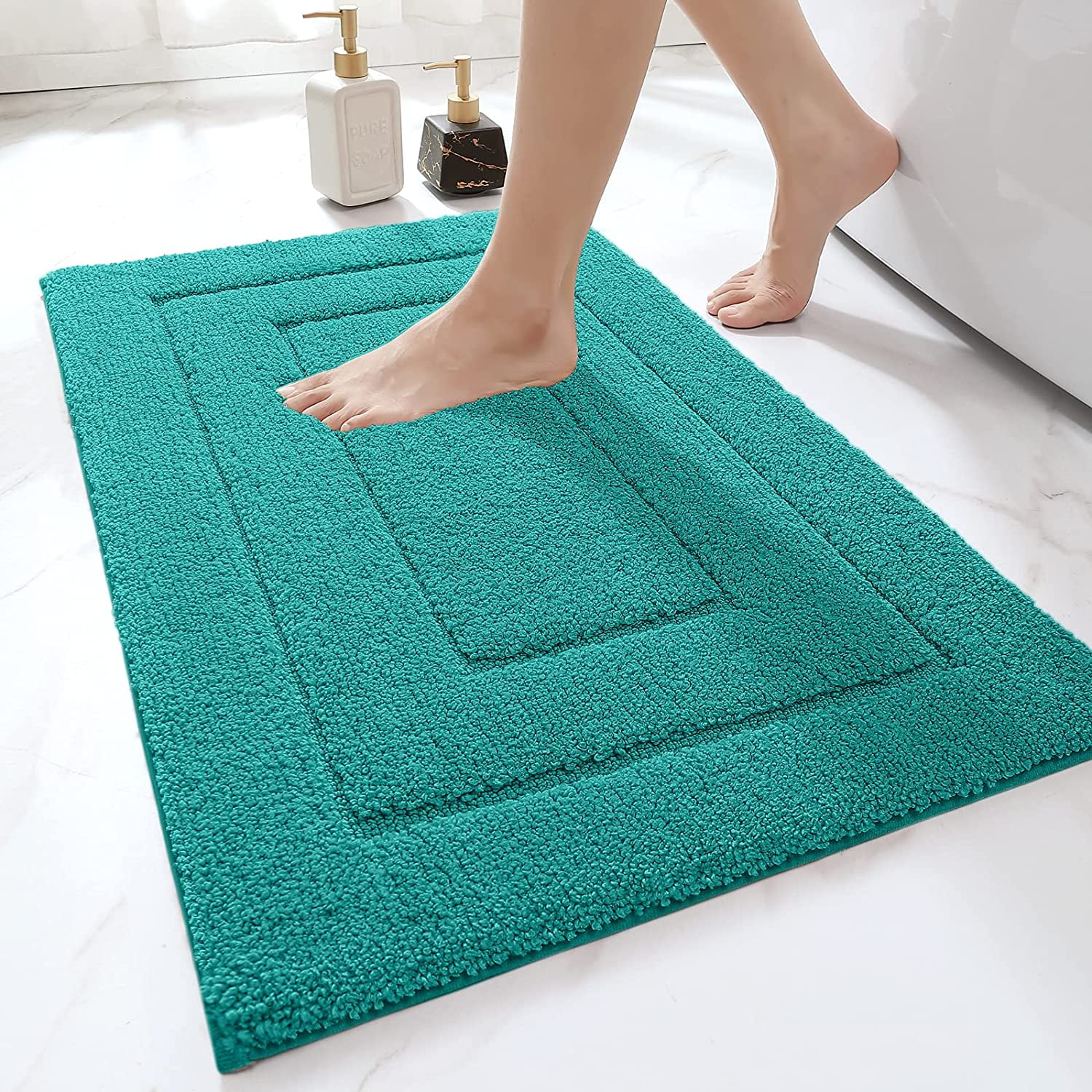 Details about   Soft Toggle Teal Bath Mat Soft Absorbent Surface Keep Bathroom Dry and Clean FF 