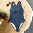 thumbnail image 5 of Baqcunre Solid Sleeveless Back Covering The Belly And Looking Thin And With Chest Pad Skinny Bikini Bathing Suit For Women One Piece Swimsuit One Piece Bodysuit Womens Swimsuits,Color Blue,L, 5 of 5