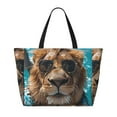 thumbnail image 2 of Honeii Hawaiian Swimming Lion for Tote Bag with Adjustable Strap,Beach Bag, Waterproof Sandproof Beach Tote Bag, Large Capacity Foldable Beach Bags, 2 of 7